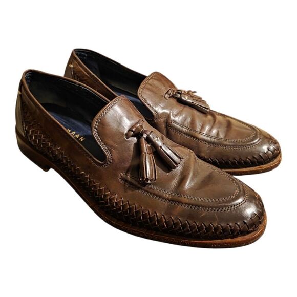 COLE HAAN Washington Grand Tassel Brown Leather Loafers - Size 8 1/2 M - Picture 1 of 9